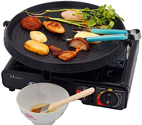Korean Style BBQ Grill Pan with Maifan Coated Surface Non-stick Smokeless Barbecue Plate for Indoor Outdoor Grilling 32x32cm