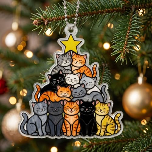 Cat Christmas Ornaments for Tree Decor - Festive Holiday Decorations 3.94in