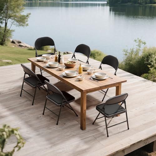 6 Pack Folding Chairs, Padded PU Leather Seat with Heavy-Duty Metal Frame