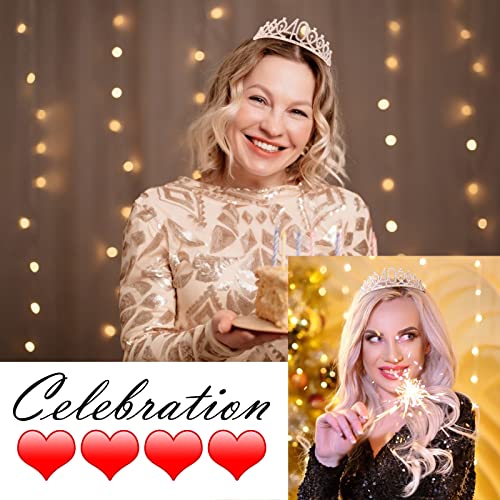 CIEHER 40th Birthday Crown and Sash Set for Women Rhinestone Tiara
