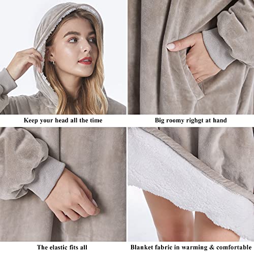 Oversized Wearable Blanket Hoodie with Pockets - Ultra-Soft Fleece Sweater