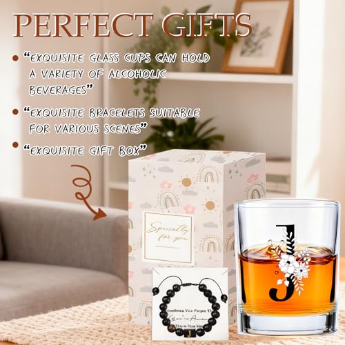 Personalized Monogram Whiskey Glass Set with Bracelet - Glass Up-J