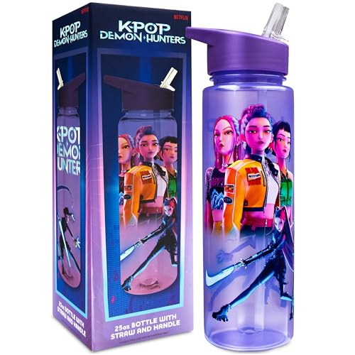 Graphic Water Bottle for Girls 25oz Leak Proof Straw Lid
