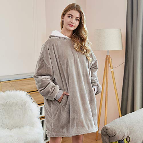 Oversized Wearable Blanket Hoodie with Pockets - Ultra-Soft Fleece Sweater