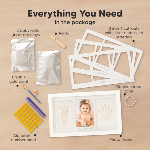 Baby Hand and Footprint Kit - Safe Air-Dry Clay Keepsake Picture Frame