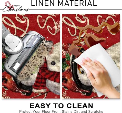 Snowman Christmas Kitchen Rugs Set 2-Piece Non-Slip 17x47 & 17x29 Inches