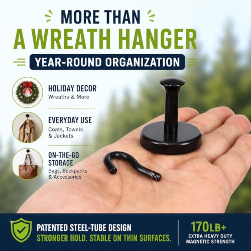 Extra Heavy Duty Magnetic Hooks 170 lbs - Black Cruise Hooks (6-Pack)
