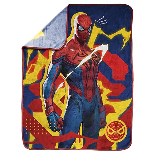 Jay Franco Kids Marvel Spiderman Plush Throw Blanket 40x50 Travel Blanket - Blue