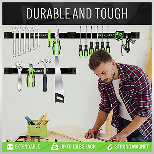 4-Piece 12-Inch Magnetic Tool Holder Wall Mount Storage Rack