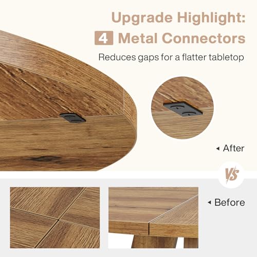 47-Inch Round Farmhouse Dining Table, Rustic Wood Dinner Table for 4