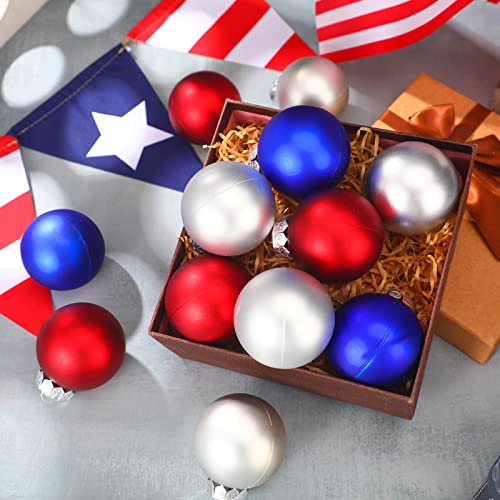 Christmas Hanging Ball Ornaments Set - Red, Royal Blue, White, 24 Pcs