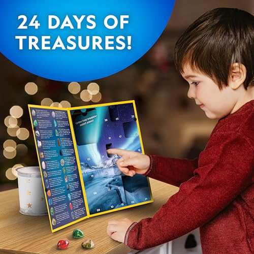 NATIONAL GEOGRAPHIC Gemstone Advent Calendar - 2025 Christmas Countdown Calendar for Kids with 24 Gems to Open Each Day, Complete Rock Collection with Mini Gemstone Dig Kit