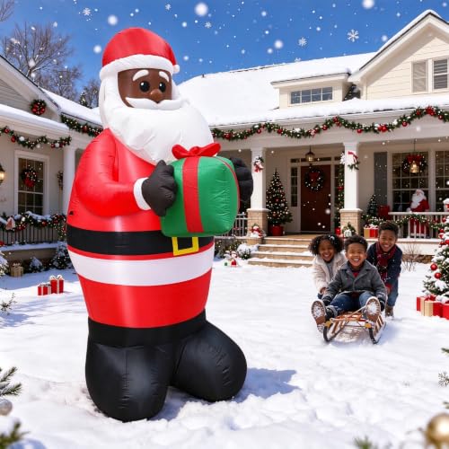 TURNMEON 6Ft Black Santa Claus Inflatable Christmas Decorations Outdoor