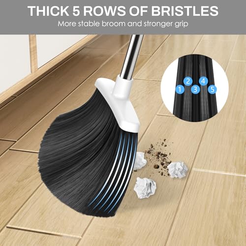 Long Handle Broom and Dustpan Set with Comb Teeth - 51" Upright Sweeping Combo