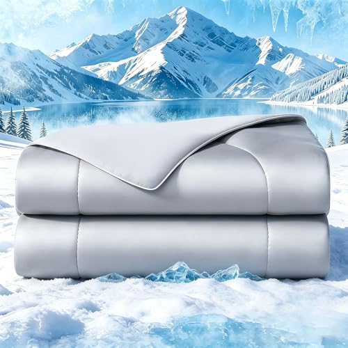 Cooling Comforter Queen Size - Lightweight Summer Blanket, Grey