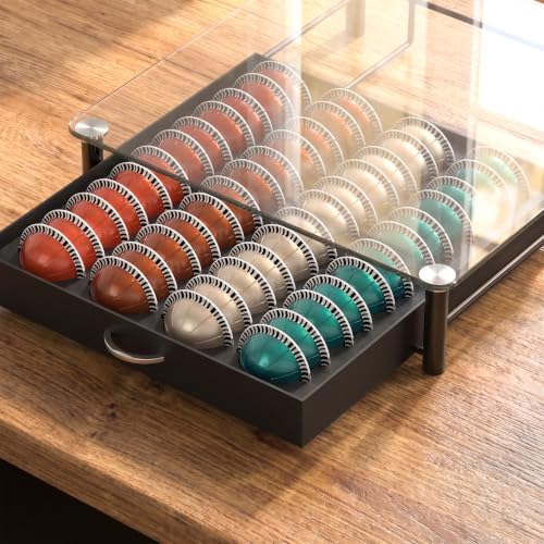 Deco Brothers 48 pcs Nespresso Vertuo Pod Holder - Black, Fits 24 Large/48 Small Capsules