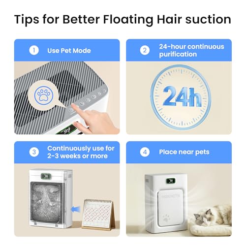 Pet Air Purifier for Large Rooms H13 HEPA Filter Grey