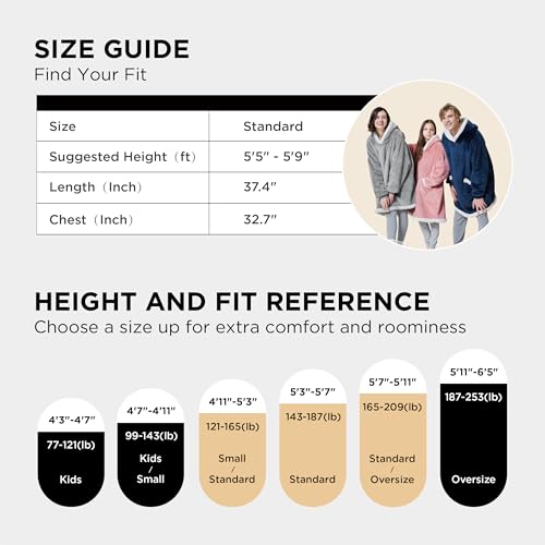 Bedsure Sherpa Fleece Wearable Blanket Hoodie - Cozy Oversized Sweatshirt