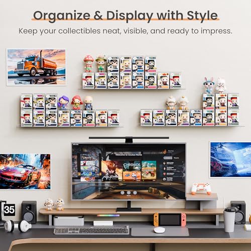 Clear Acrylic Floating Shelves for Wall - 15x4 Inch Display Ledge, 6 Pack