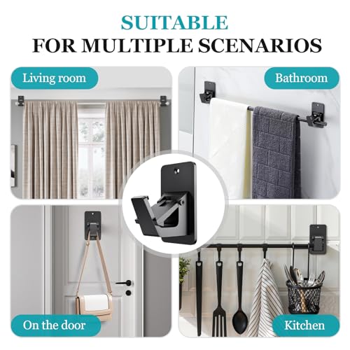 No Drill Curtain Rod Brackets - Heavy Duty Adhesive Window Rod Holders (4PC)
