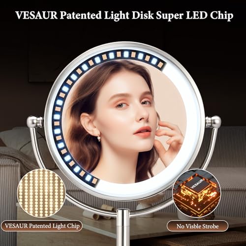 Professional 8.5" Large Lighted Makeup Mirror with Brighter Lights,