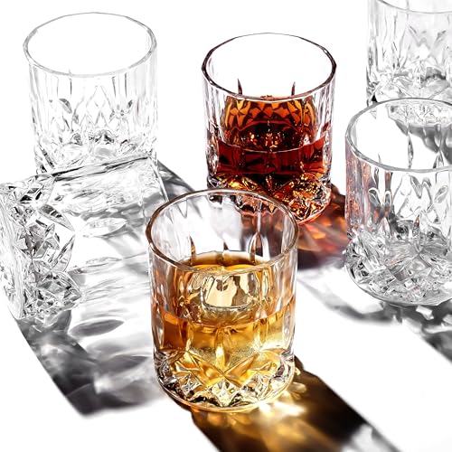 LEMONSODA Crystal Cut Old Fashioned Glass Set - 10oz/12oz, Set of 2, Lead-Free Rocks Glasses for Whiskey & Cocktails