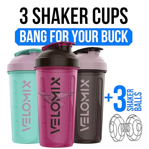 3 Pack 14oz Protein Shaker Bottle with Wire Whisk Leak Proof Cups