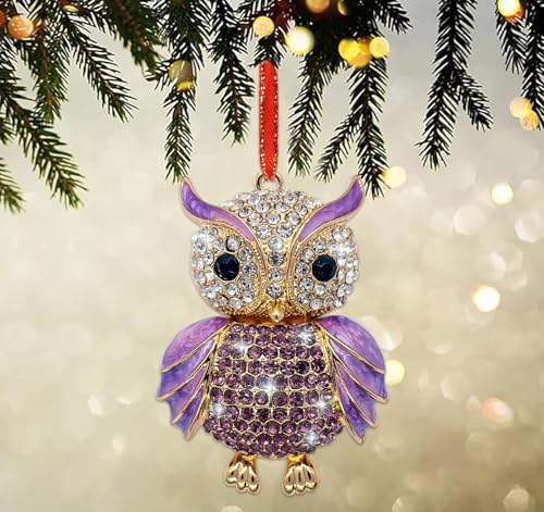 JUESMOS Purple Owl Ornament - Metal Christmas Keepsake for Owl Lovers