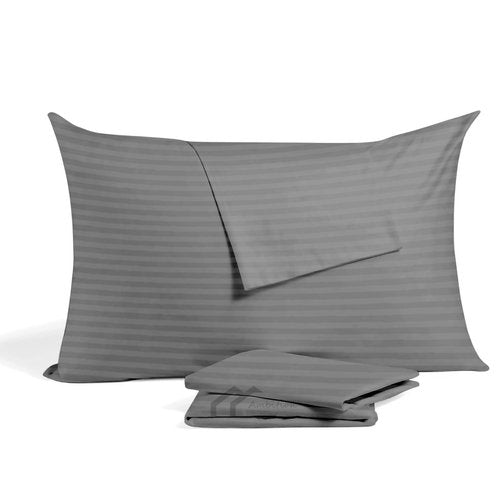 Toddler Pillow Cases 12x16 Inch, mini Pillow case with Zipper Closure Pillowcase, Pack of 2 Travel Pillowcase, 500 Thread Count 100% Egyptian Cotton Soft Pillow Cases 12x16, Dark Grey Striped