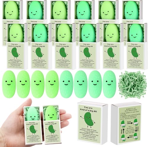 12 Sets Pickle Stress Balls with Gift Boxes - Funny Office Appreciation Gifts