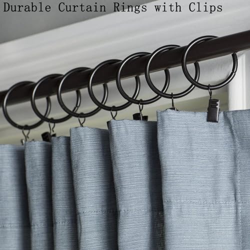 Black Metal Curtain Rings with Clips, Fits Up to 1-Inch Rod (16 Pack)