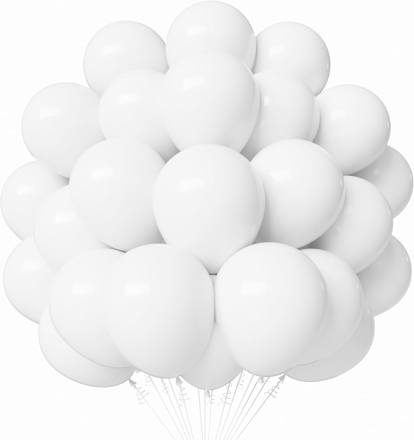 White Latex Balloons - 55 Pack of 12-Inch White Balloons with Ribbon for Celebrations & Events