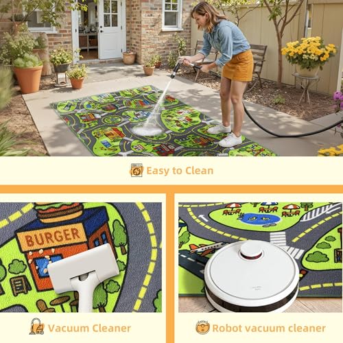 Kids City Road Playmat Rug, Non-Slip Educational Car Track Carpet, 40x24"