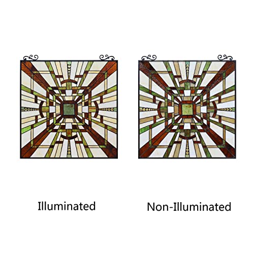 Handcrafted Stained Glass Mission Window Panel - 25" Wide