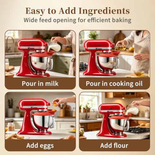 Silicone Pouring Shield for 4.5 to 5 QT Stand Mixers, Anti-Mess Splash Guard