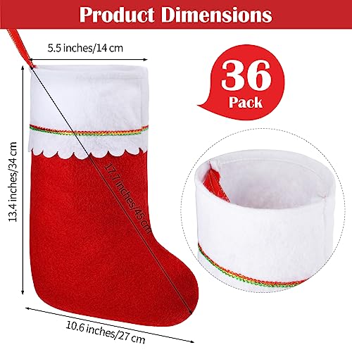 Shojoy 36 Pack Red Felt Christmas Stockings 18" Xmas Fireplace Hanging Decor