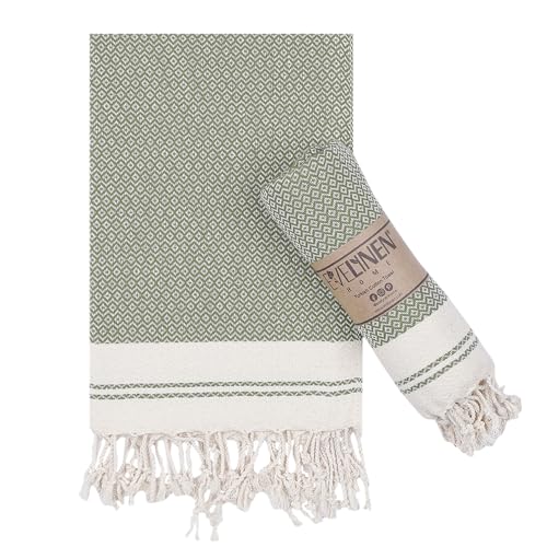 Turkish Hand Towels Set of 2 - 16x32 Inch Boho Farmhouse Decorative Towels