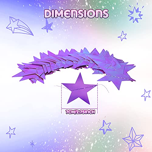 Holographic Purple Star Garland Banner - 130 ft Party Backdrop Decor