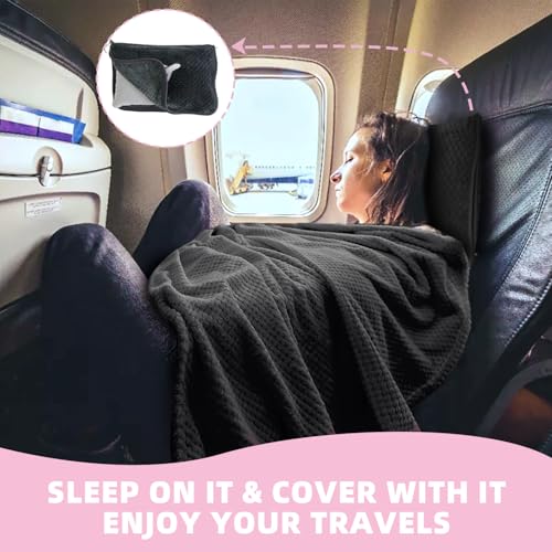 3 in 1 Travel Blanket and Inflatable Pillow Set - Compact & Soft