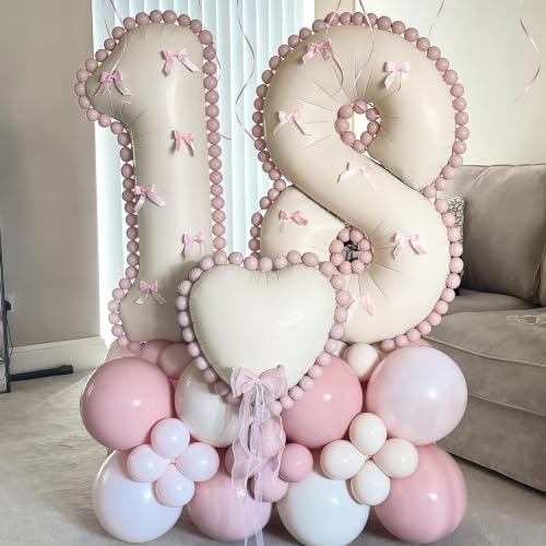 40 Inch Beige Number 1 Foil Balloon - Large Cream White Birthday Party Supply