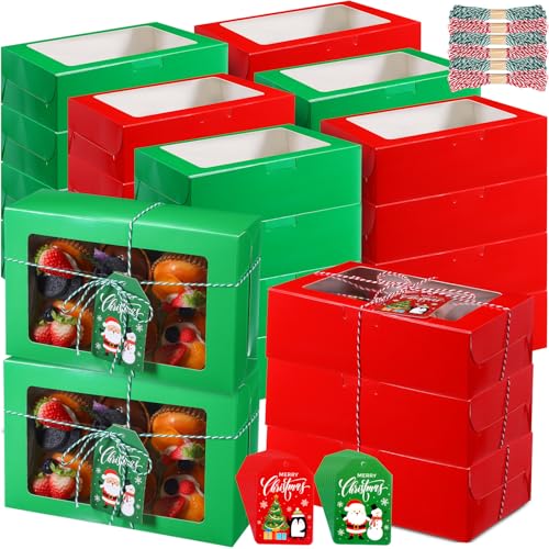 100 Pack Large Christmas Cookie Boxes with Window 9x6x3in – Maxcheck Bulk Gift Boxes