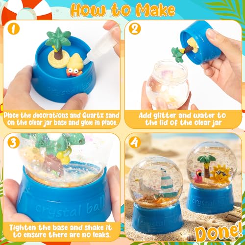 DIY Summer Snow Globe Craft Kit - 8 Piece Set with Beach Figurines