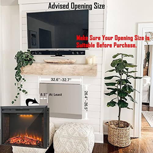 36-Inch Recessed Electric Fireplace Insert with Sound and Remote