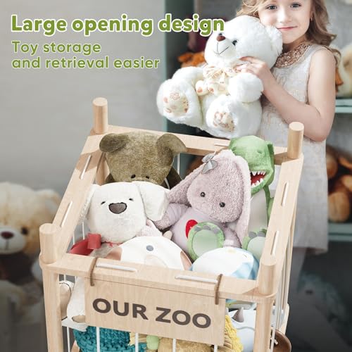 Extra Large Wooden Stuffed Animal Storage Organizer for Kids Nursery