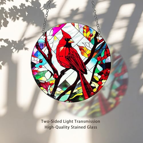 Red Bird Memorial Suncatcher - Stained Glass Indoor Window Art