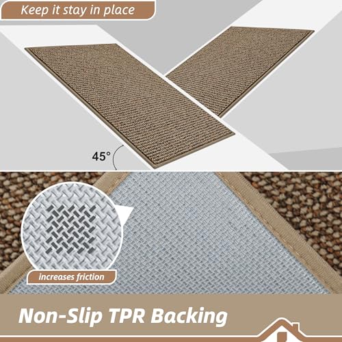 BEQHAUSE Dirt Trapper Door Mat 20x32 Beige Non-Slip Washable Doormat