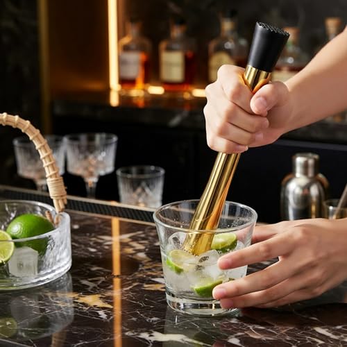 Homestia Gold Double-Sided Cocktail Muddler for Mojitos & Lemonade