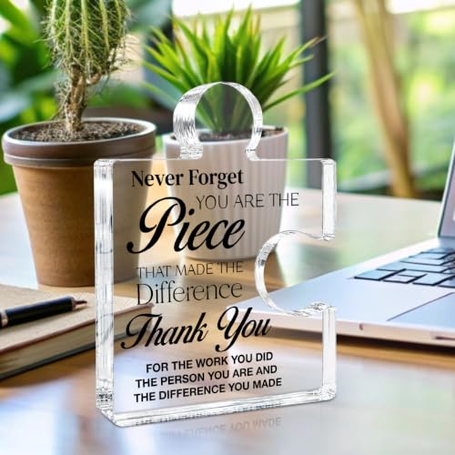 Acrylic Puzzle Piece Thank You Gift for Coworkers, Office Appreciation Plaque