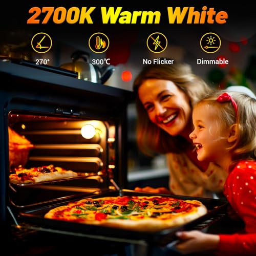 A15 Oven Light Bulb 40W E26 Base, Heat Resistant Appliance Bulb