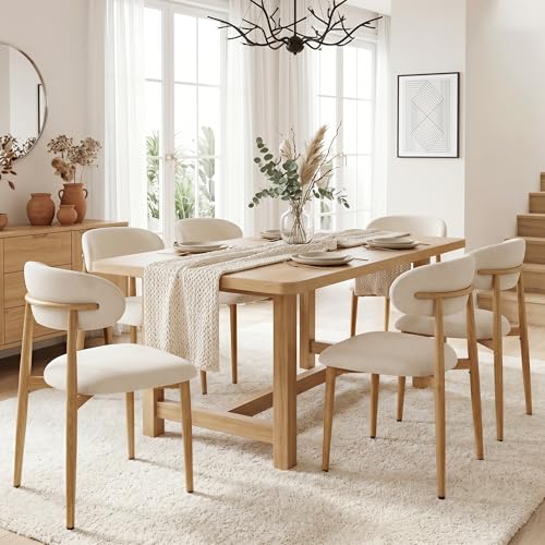 Modern Upholstered Dining Chairs Set of 4, Metal Frame Kitchen Chairs, Beige